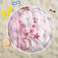 Pink Plumeria Sea Shell Beach Blanket Starfish Polynesian Pattern - Polynesian Pride