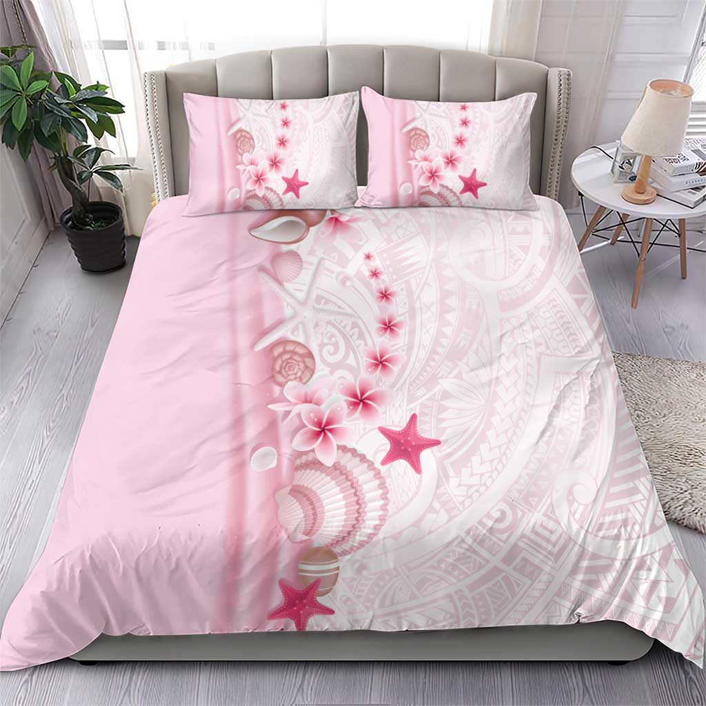 Pink Plumeria Sea Shell Bedding Set Starfish Polynesian Pattern - Polynesian Pride