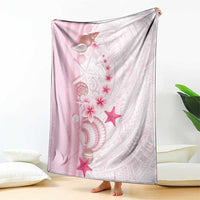 Pink Plumeria Sea Shell Blanket Starfish Polynesian Pattern - Polynesian Pride