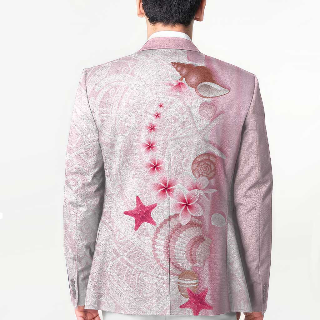 Pink Plumeria Sea Shell Blazer Starfish Polynesian Pattern - Polynesian Pride