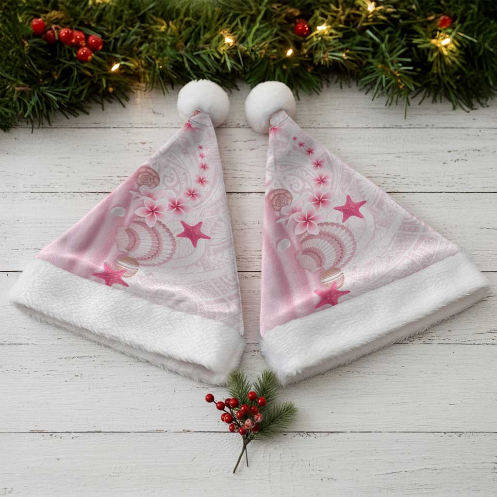 Pink Plumeria Sea Shell Christmas Santa Hat Starfish Polynesian Pattern - Polynesian Pride