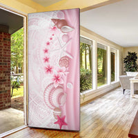 Pink Plumeria Sea Shell Door Cover Starfish Polynesian Pattern - Polynesian Pride