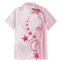 Pink Plumeria Sea Shell Family Matching Summer Maxi Dress and Hawaiian Shirt Starfish Polynesian Pattern - Polynesian Pride