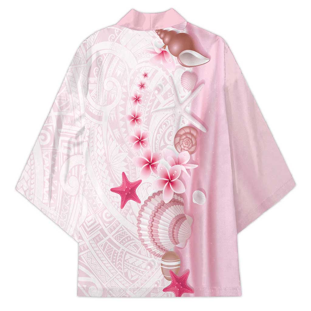 Pink Plumeria Sea Shell Kimono Starfish Polynesian Pattern - Polynesian Pride
