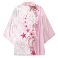 Pink Plumeria Sea Shell Kimono Starfish Polynesian Pattern - Polynesian Pride
