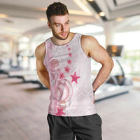 Pink Plumeria Sea Shell Men Tank Top Starfish Polynesian Pattern - Polynesian Pride