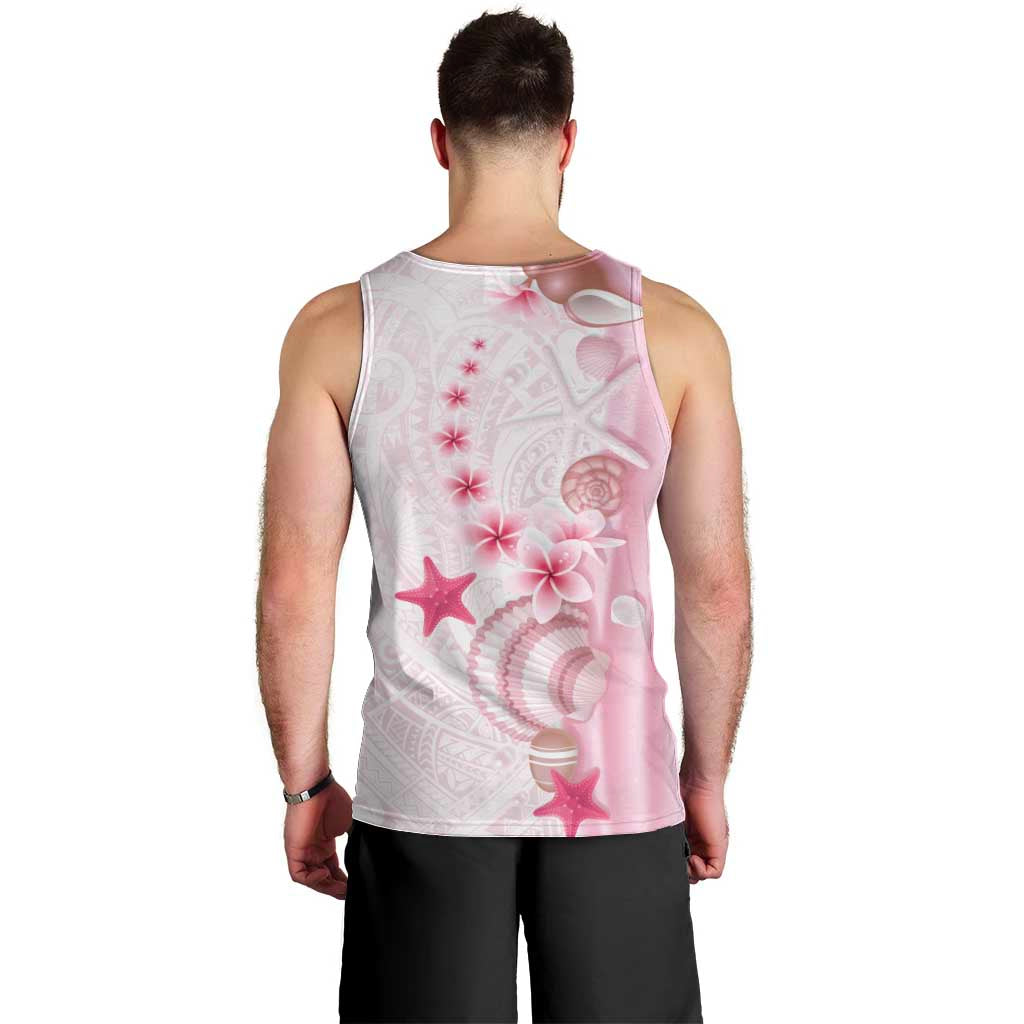 Pink Plumeria Sea Shell Men Tank Top Starfish Polynesian Pattern - Polynesian Pride