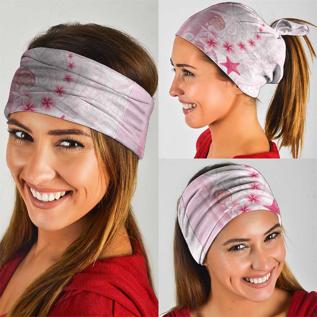 Pink Plumeria Sea Shell Neck Gaiter Starfish Polynesian Pattern - Polynesian Pride