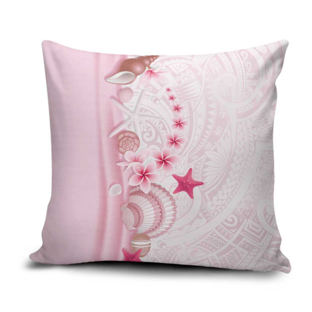 Pink Plumeria Sea Shell Pillow Cover Starfish Polynesian Pattern - Polynesian Pride