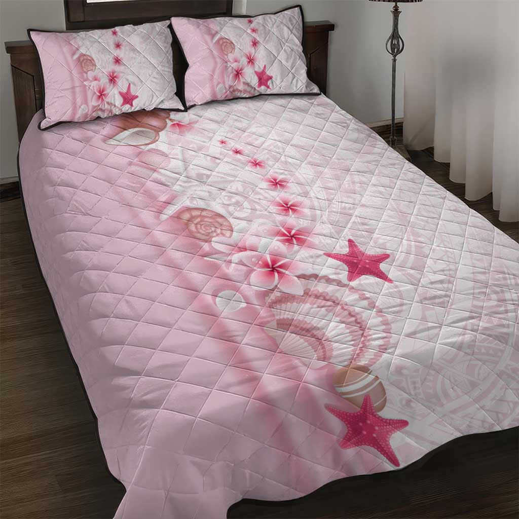 Pink Plumeria Sea Shell Quilt Bed Set Starfish Polynesian Pattern LT01 Pink - Polynesian Pride