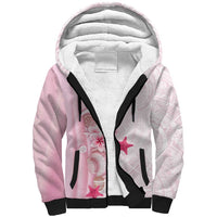 Pink Plumeria Sea Shell Sherpa Hoodie Starfish Polynesian Pattern - Polynesian Pride