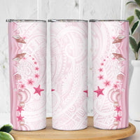 Pink Plumeria Sea Shell Skinny Tumbler Starfish Polynesian Pattern - Polynesian Pride