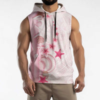 Pink Plumeria Sea Shell Sleeveless Hoodie Starfish Polynesian Pattern - Polynesian Pride