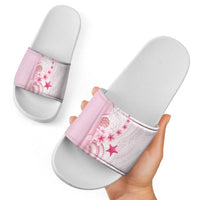 Pink Plumeria Sea Shell Slide Sandals Starfish Polynesian Pattern - Polynesian Pride