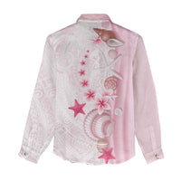 Pink Plumeria Sea Shell Women Casual Shirt Starfish Polynesian Pattern - Polynesian Pride