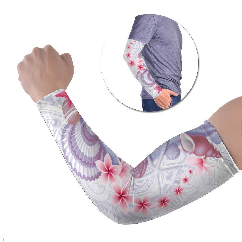 Purple Plumeria Sea Shell Arm Sleeves Starfish Polynesian Pattern - Polynesian Pride