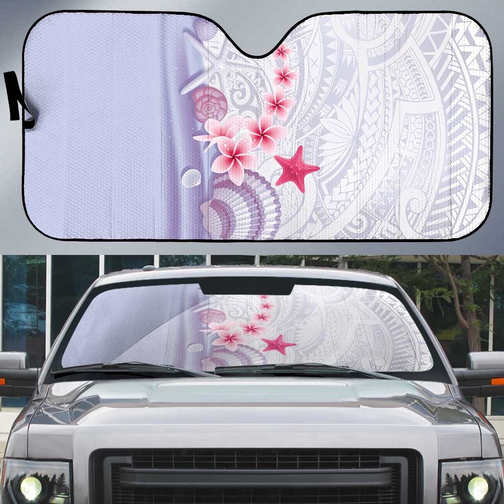Purple Plumeria Sea Shell Auto Sun Shade Starfish Polynesian Pattern - Polynesian Pride