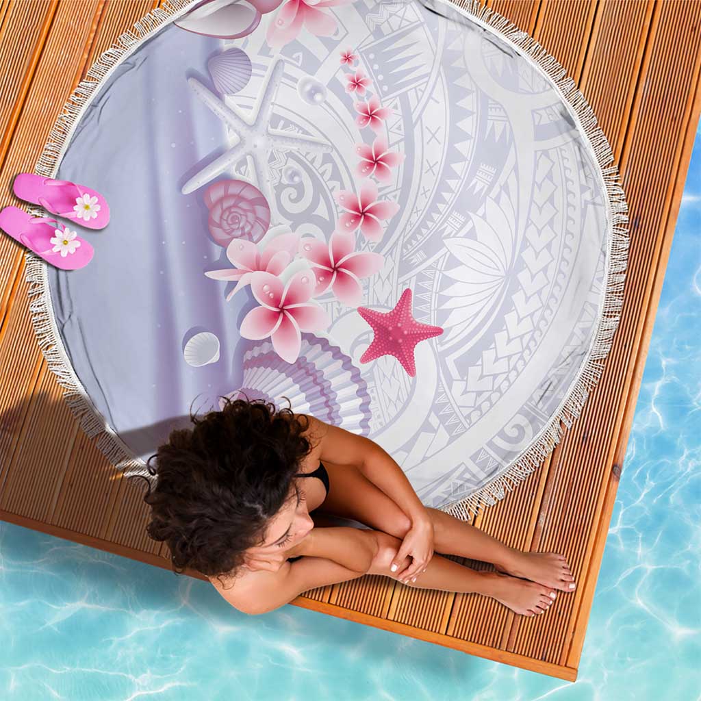 Purple Plumeria Sea Shell Beach Blanket Starfish Polynesian Pattern - Polynesian Pride