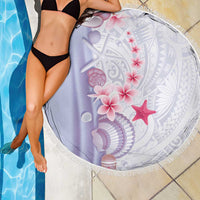 Purple Plumeria Sea Shell Beach Blanket Starfish Polynesian Pattern - Polynesian Pride