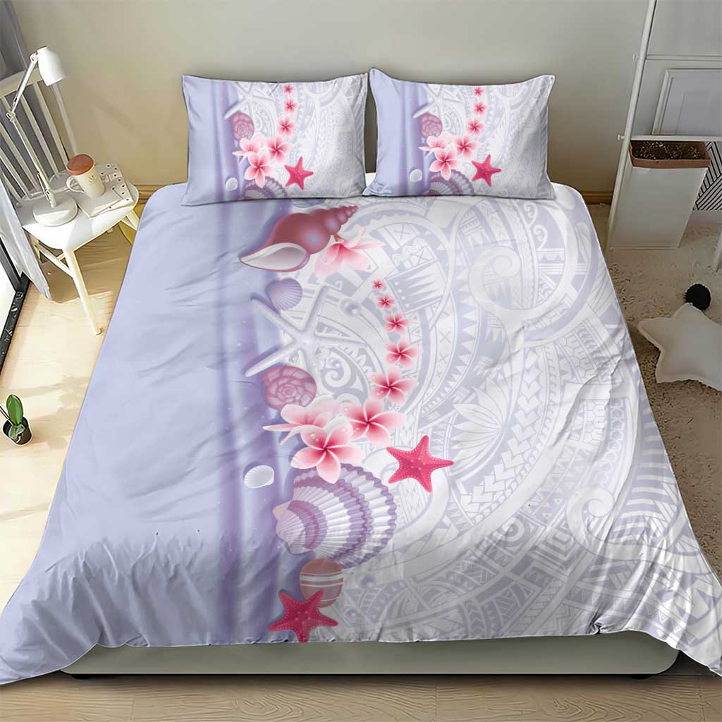 Purple Plumeria Sea Shell Bedding Set Starfish Polynesian Pattern - Polynesian Pride