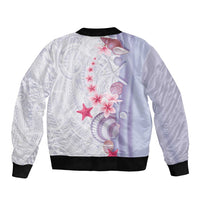 Purple Plumeria Sea Shell Bomber Jacket Starfish Polynesian Pattern - Polynesian Pride