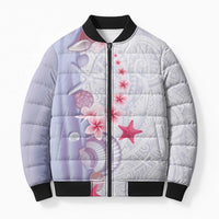Purple Plumeria Sea Shell Bomber Puffer Jacket Starfish Polynesian Pattern - Polynesian Pride