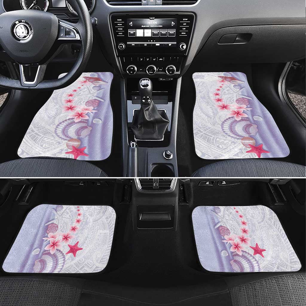 Purple Plumeria Sea Shell Car Mats Starfish Polynesian Pattern - Polynesian Pride