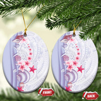Purple Plumeria Sea Shell Ceramic Ornament Starfish Polynesian Pattern - Polynesian Pride