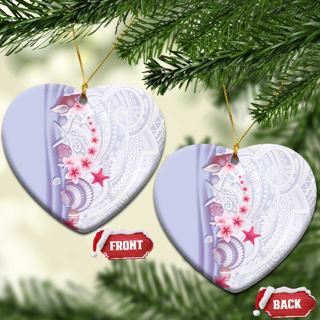Purple Plumeria Sea Shell Ceramic Ornament Starfish Polynesian Pattern - Polynesian Pride