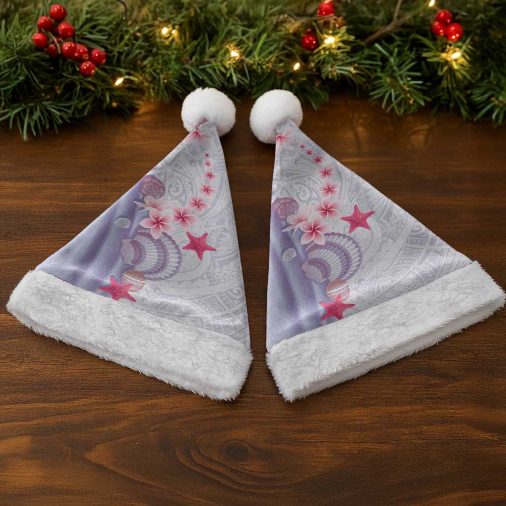 Purple Plumeria Sea Shell Christmas Santa Hat Starfish Polynesian Pattern - Polynesian Pride