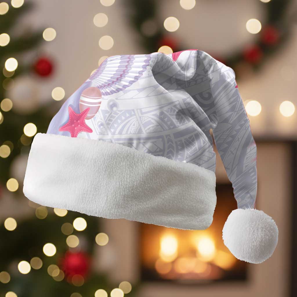 Purple Plumeria Sea Shell Christmas Santa Hat Starfish Polynesian Pattern - Polynesian Pride