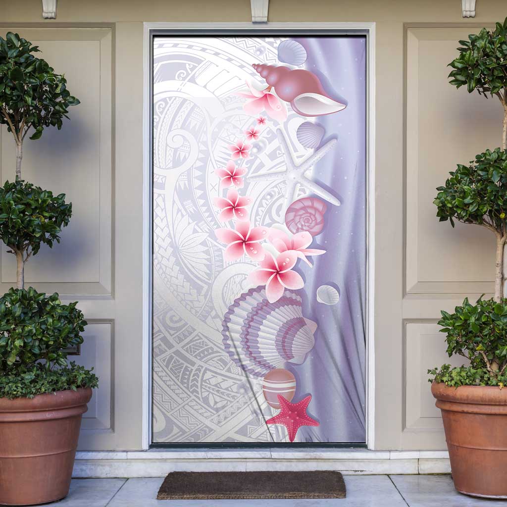 Purple Plumeria Sea Shell Door Cover Starfish Polynesian Pattern - Polynesian Pride