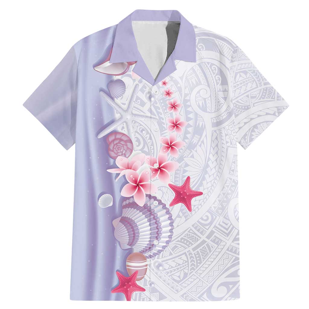 Purple Plumeria Sea Shell Family Matching Mermaid Dress and Hawaiian Shirt Starfish Polynesian Pattern - Polynesian Pride