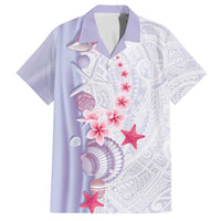 Purple Plumeria Sea Shell Family Matching Puletasi and Hawaiian Shirt Starfish Polynesian Pattern - Polynesian Pride