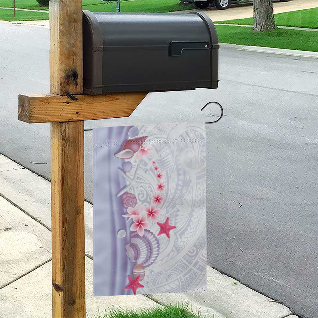 Purple Plumeria Sea Shell Garden Flag Starfish Polynesian Pattern - Polynesian Pride