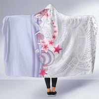 Purple Plumeria Sea Shell Hooded Blanket Starfish Polynesian Pattern - Polynesian Pride