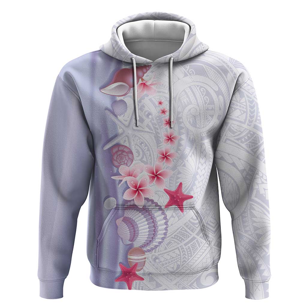 Purple Plumeria Sea Shell Hoodie Starfish Polynesian Pattern - Polynesian Pride