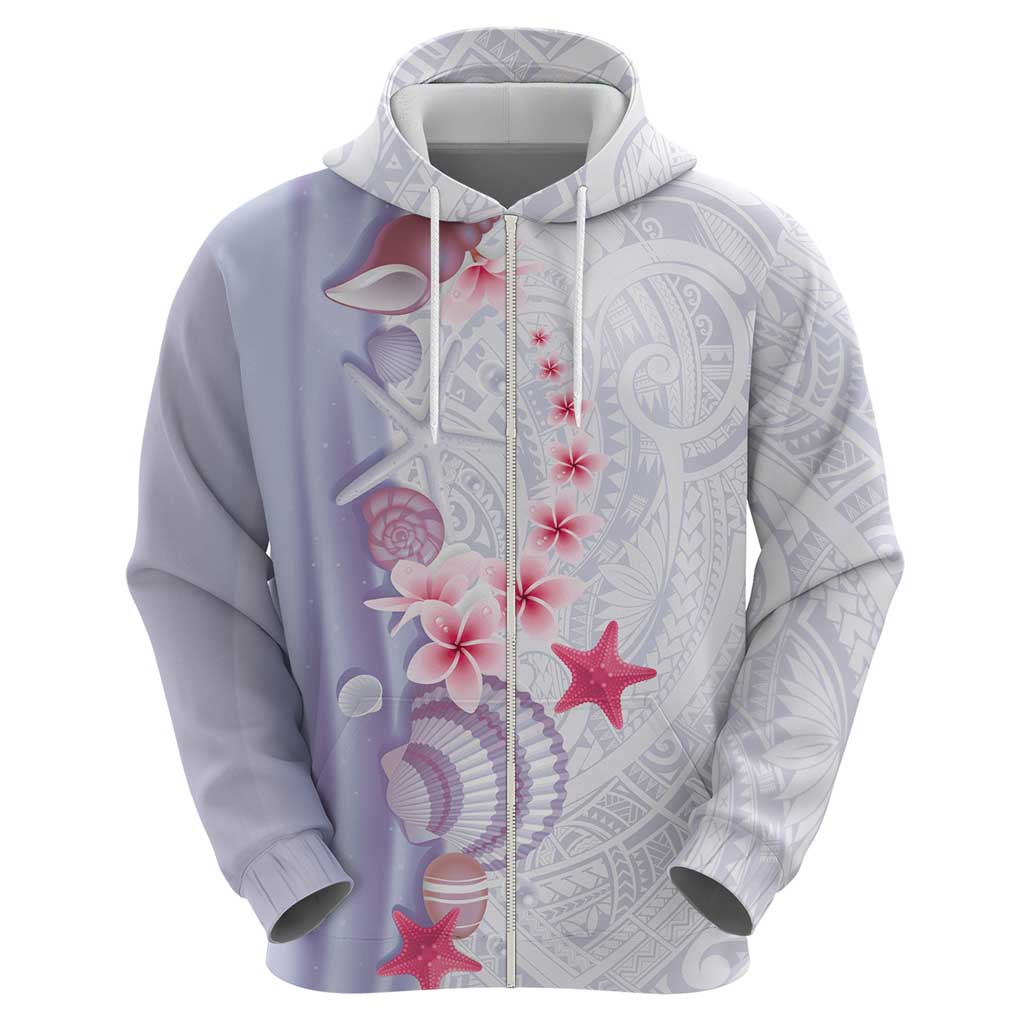 Purple Plumeria Sea Shell Hoodie Starfish Polynesian Pattern - Polynesian Pride