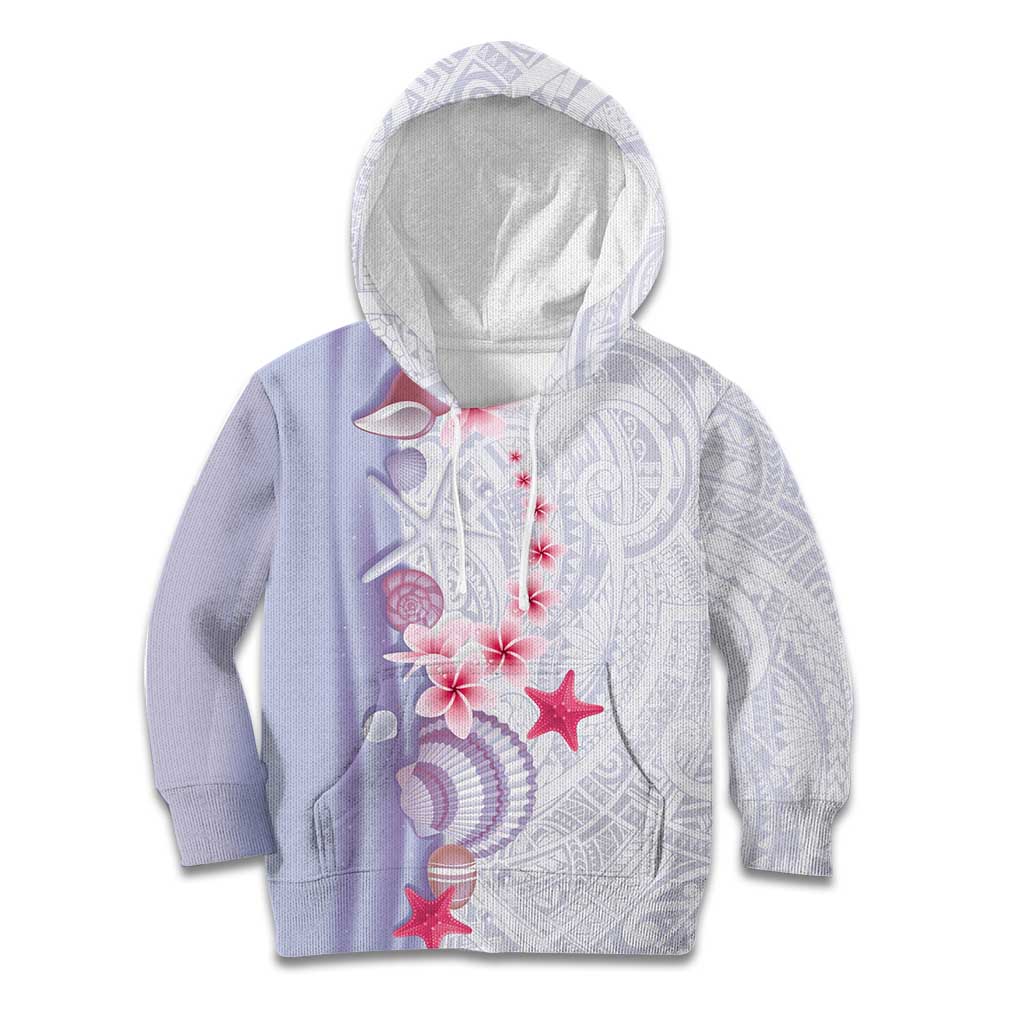 Purple Plumeria Sea Shell Kid Hoodie Starfish Polynesian Pattern - Polynesian Pride