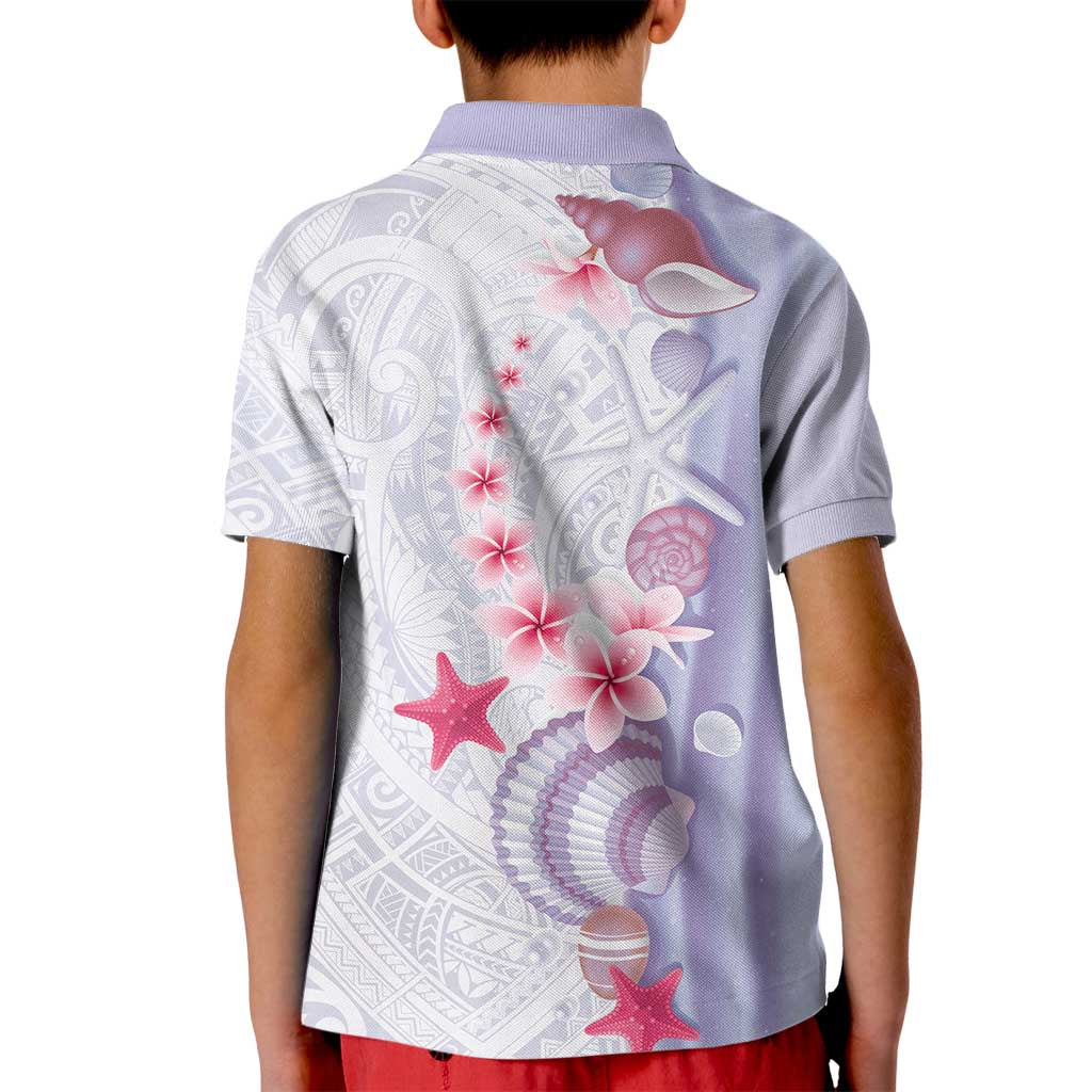Purple Plumeria Sea Shell Kid Polo Shirt Starfish Polynesian Pattern - Polynesian Pride