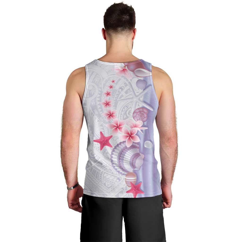 Purple Plumeria Sea Shell Men Tank Top Starfish Polynesian Pattern - Polynesian Pride