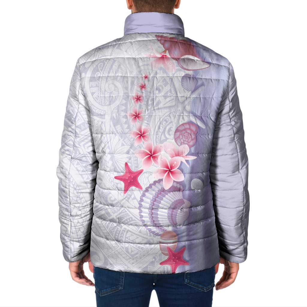 Purple Plumeria Sea Shell Padded Jacket Starfish Polynesian Pattern - Polynesian Pride