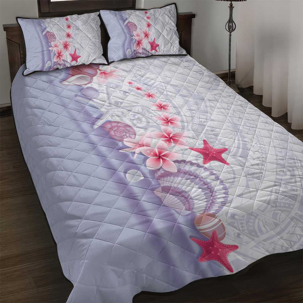 Purple Plumeria Sea Shell Quilt Bed Set Starfish Polynesian Pattern LT01 Purple - Polynesian Pride