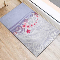 Purple Plumeria Sea Shell Rubber Doormat Starfish Polynesian Pattern - Polynesian Pride