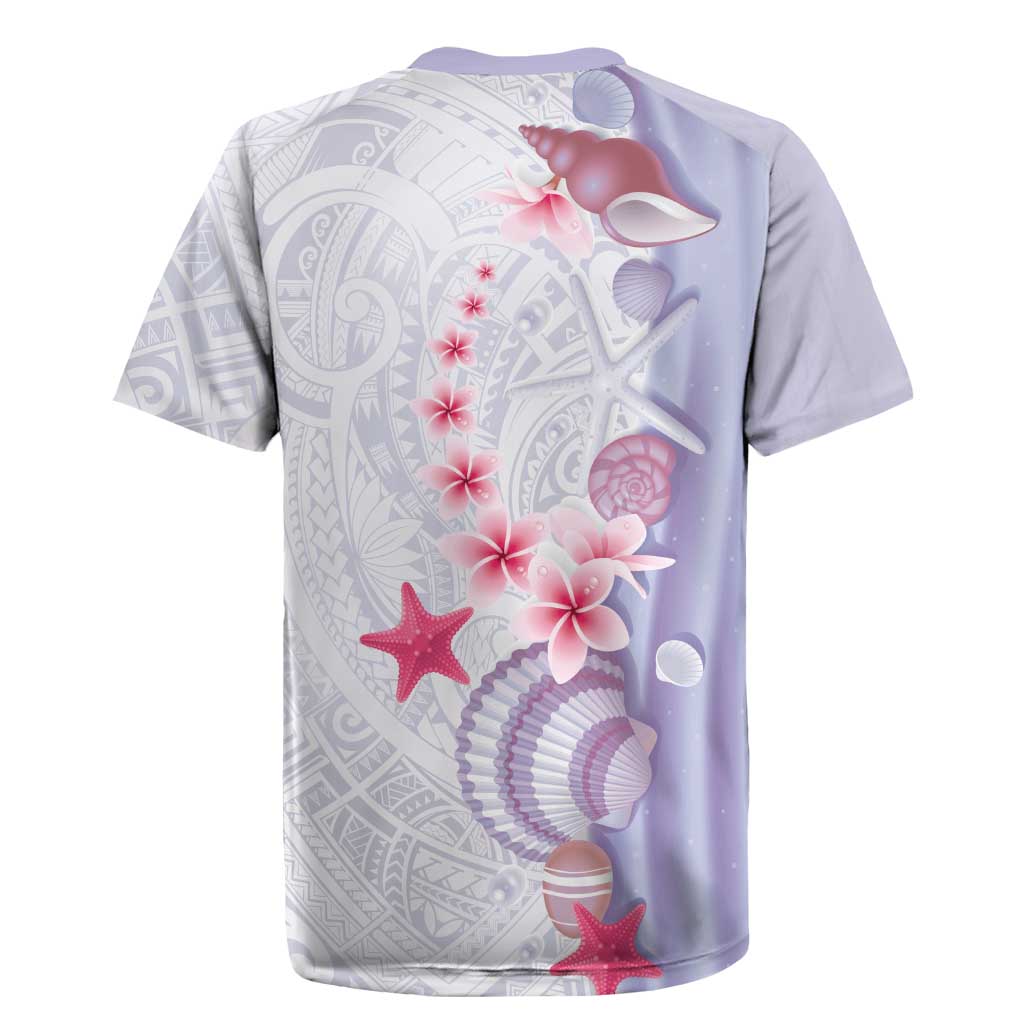 Purple Plumeria Sea Shell Rugby Jersey Starfish Polynesian Pattern - Polynesian Pride