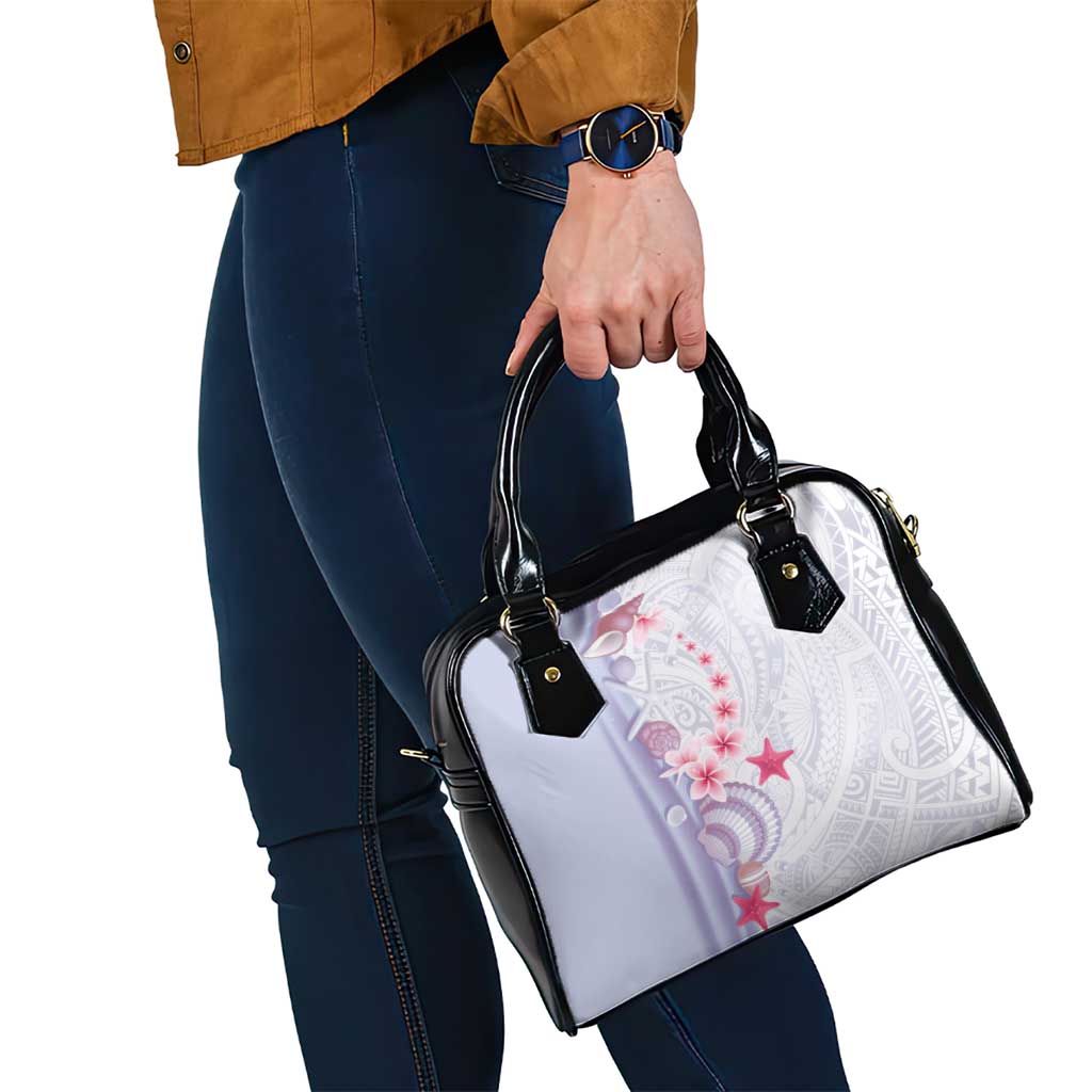 Purple Plumeria Sea Shell Shoulder Handbag Starfish Polynesian Pattern - Polynesian Pride