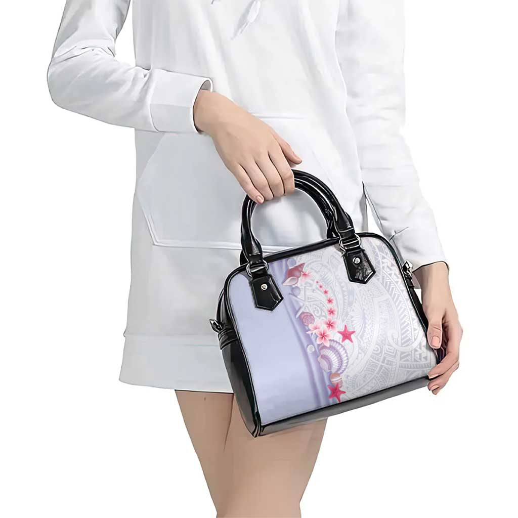 Purple Plumeria Sea Shell Shoulder Handbag Starfish Polynesian Pattern - Polynesian Pride