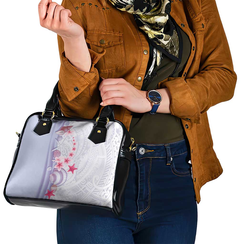 Purple Plumeria Sea Shell Shoulder Handbag Starfish Polynesian Pattern - Polynesian Pride
