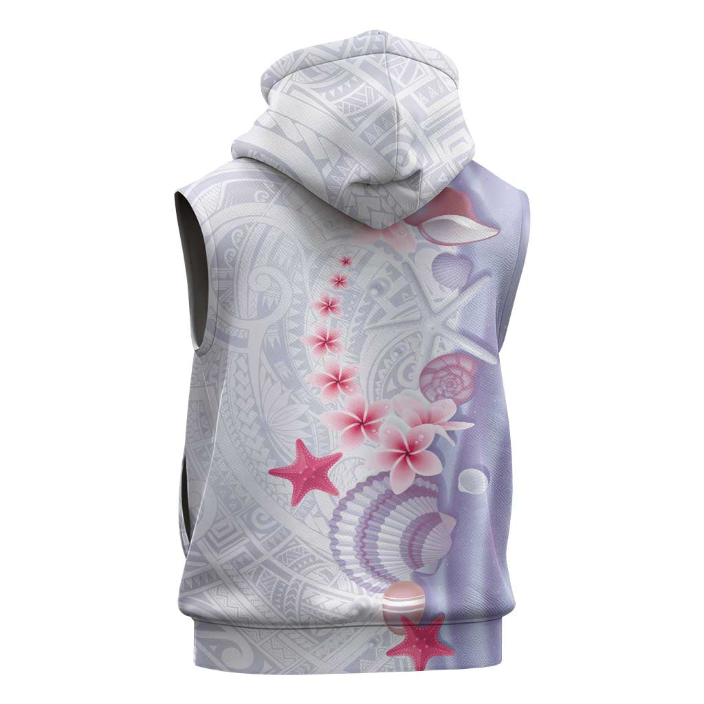 Purple Plumeria Sea Shell Sleeveless Zip Hoodie Starfish Polynesian Pattern - Polynesian Pride