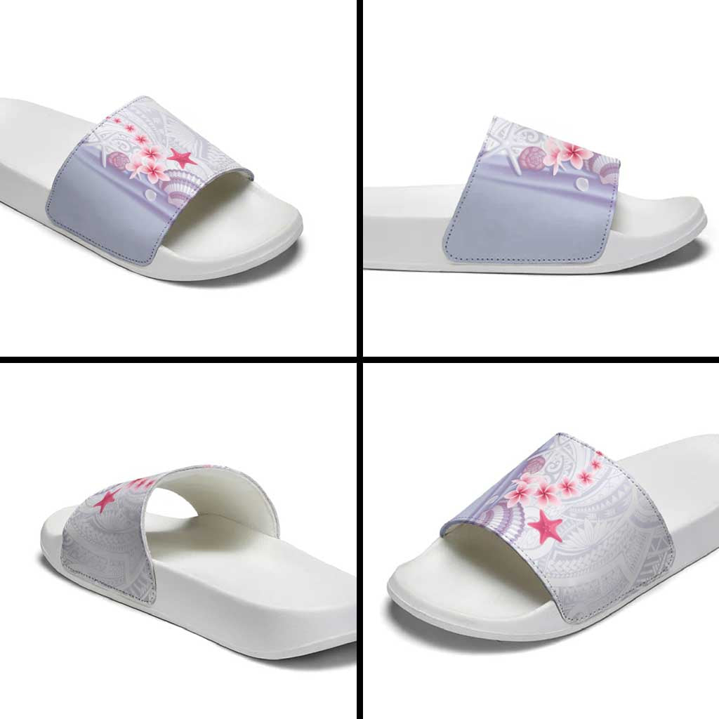 Purple Plumeria Sea Shell Slide Sandals Starfish Polynesian Pattern - Polynesian Pride